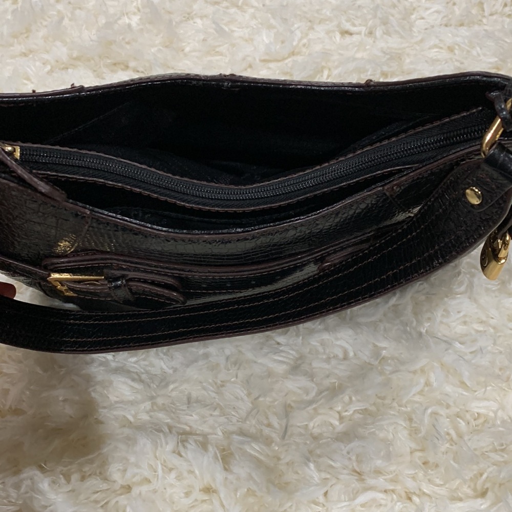 VINTAGE ETIENNE AIGNER EMBOSSED GENUINE LEATHER HOBO STYLE BAG - Picture 8 of 13